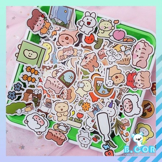 Set 10 sticker dán hình cô gái gấu thỏ dễ thương bcor