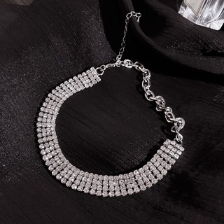Vòng cổ choker bản 4 dây đá