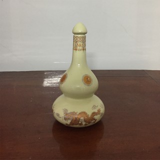 Nậm rượu vẽ rồng Phúc Lộc Thọ men vàng kim