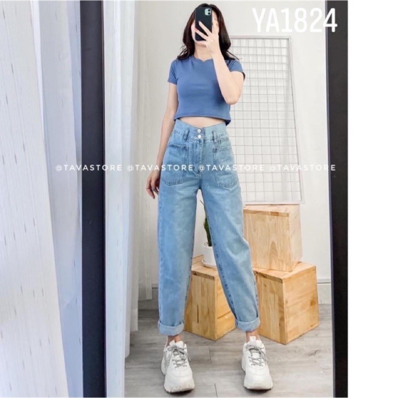 Quần baggy jean hai túi ốp mã 340B, hình thật ảnh sàn