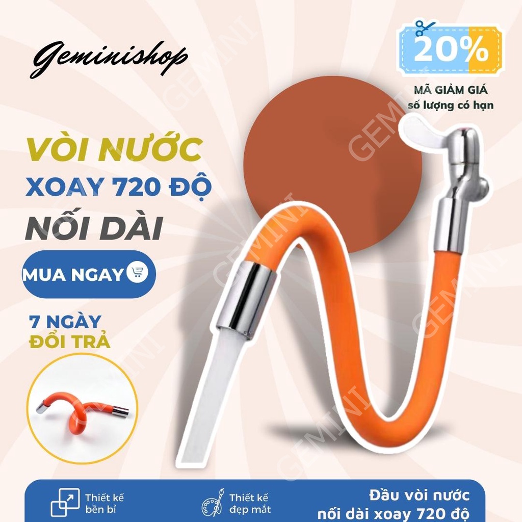 Đầu vòi nước ống nối dài tăng áp linh hoạt xoay 720° theo mọi hướng dài 50cm mã V2 GEMINI SHOP