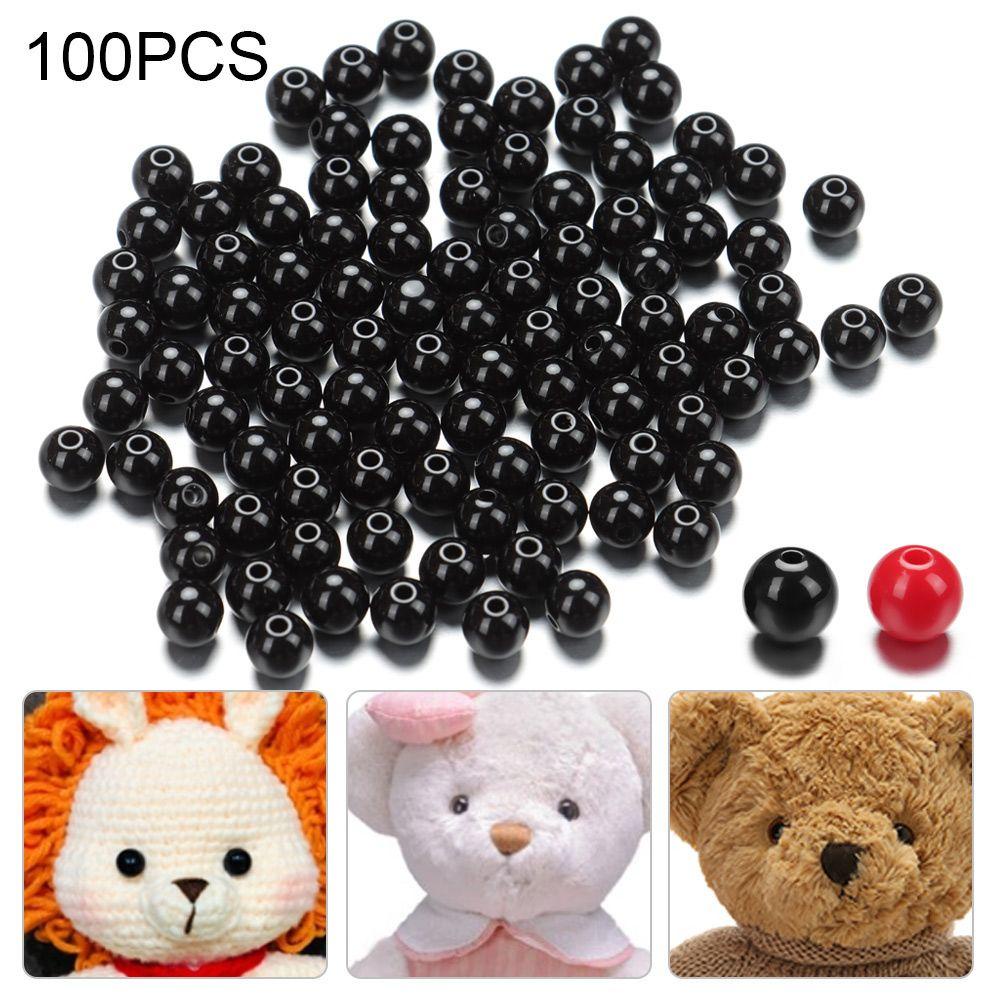 BEBETTERM Set 100 Mắt Nhựa Gắn Búp Bê Màu Đỏ Đen