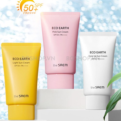 [MẪU MỚI 2020] KEM CHỐNG NẮNG THE SAEM ECO EARTH POWER PINK &amp;  light SUN CREAM SPF50+ PA++++