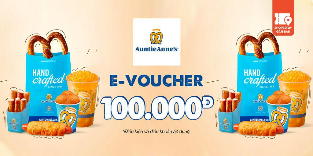 E-Voucher Auntie Anne's - Coffee & Pretzels trị giá 100,000đ