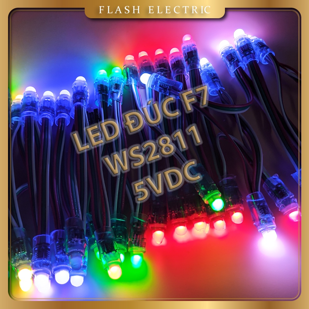 Led pháo hoa full color Ws2811 Led đúc F7 dây đèn trang trí 10cm 50 bóng