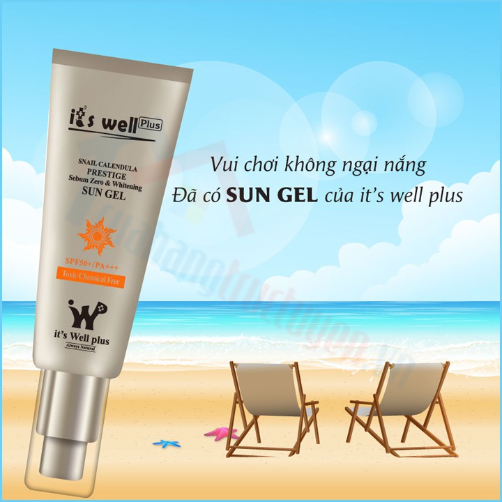 [CHÍNH HÃNG] Kem Chống Nắng Dạng Gel Dưỡng Trắng Da Tinh Chất Ốc Sên Và Calendula It’s Well Plus Tuýp 50Gr Hàn Quốc