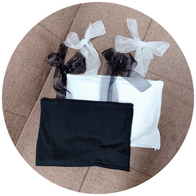 Áo 2 dây ngang ruy băng vải dày đẹp xuất sắc