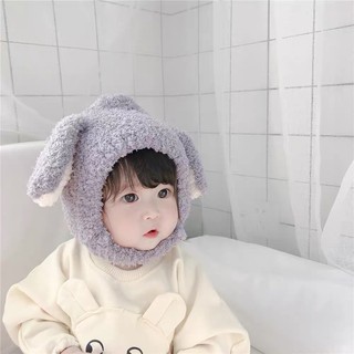 Mũ len lông cừu tai thỏ cho bé