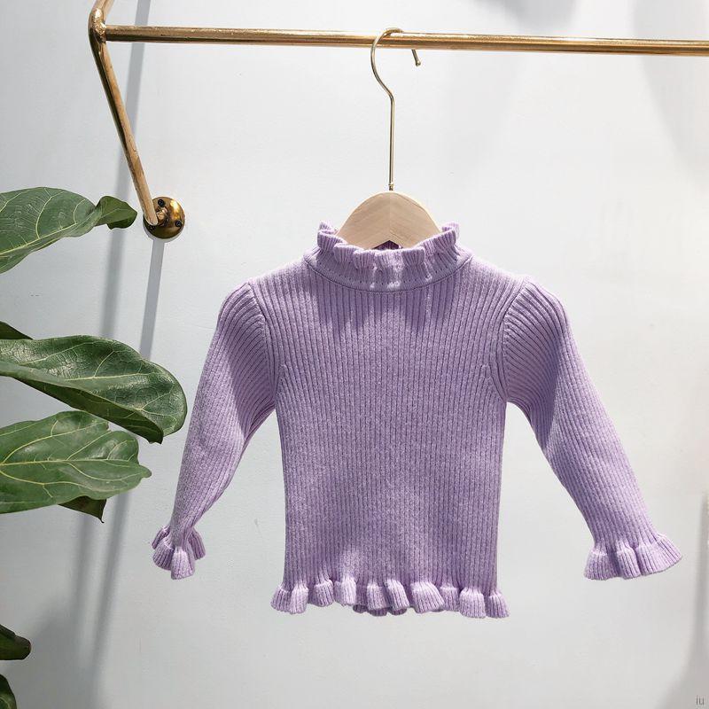 Áo Sweater Dệt Kim Màu Trơn Tay Dài Mềm Mại Cho Bé