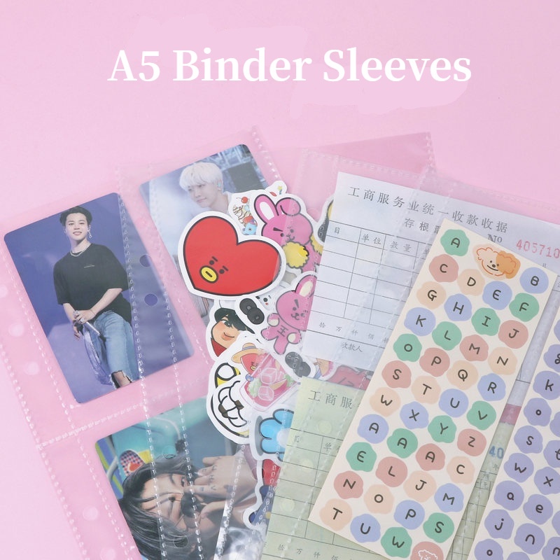 A5 Binder 6 lỗ Kết cấu đá Kpop Photocard Giấy bìa cứng Thẻ ảnh Album bên trong Tay áo Bộ sưu tập sách