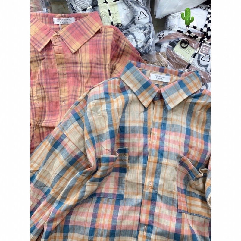 HÀNG CAO CẤP sơ mi caro tay phồng dài hàng đẹp may kỹ KXPC ALOHA