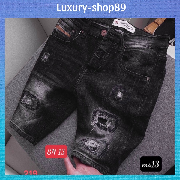 Quần short jean nam co giãn cao cấp, Quần đùi Chất Bò họa tiết độc đáo Luxury-Shop89 SJTP06