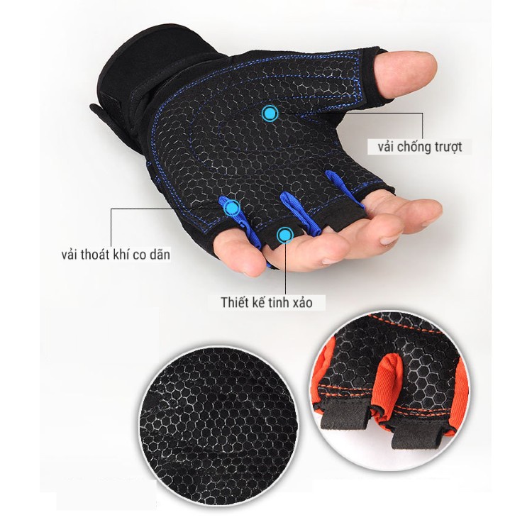 [P2] Găng tay thể thao tập Gym, Bao Tay Thể Thao, Phượt Chuyên Nghiệp, đai quấn cổ tay trợ lực, chất vải siêu bền