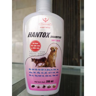 Sữa tắm diệt bọ chét, ve, rận, chấy, ghẻ chó mèo Hantox Shampoo 200ml Nhũ bạc hồng - An toàn với chó con & mèo con
