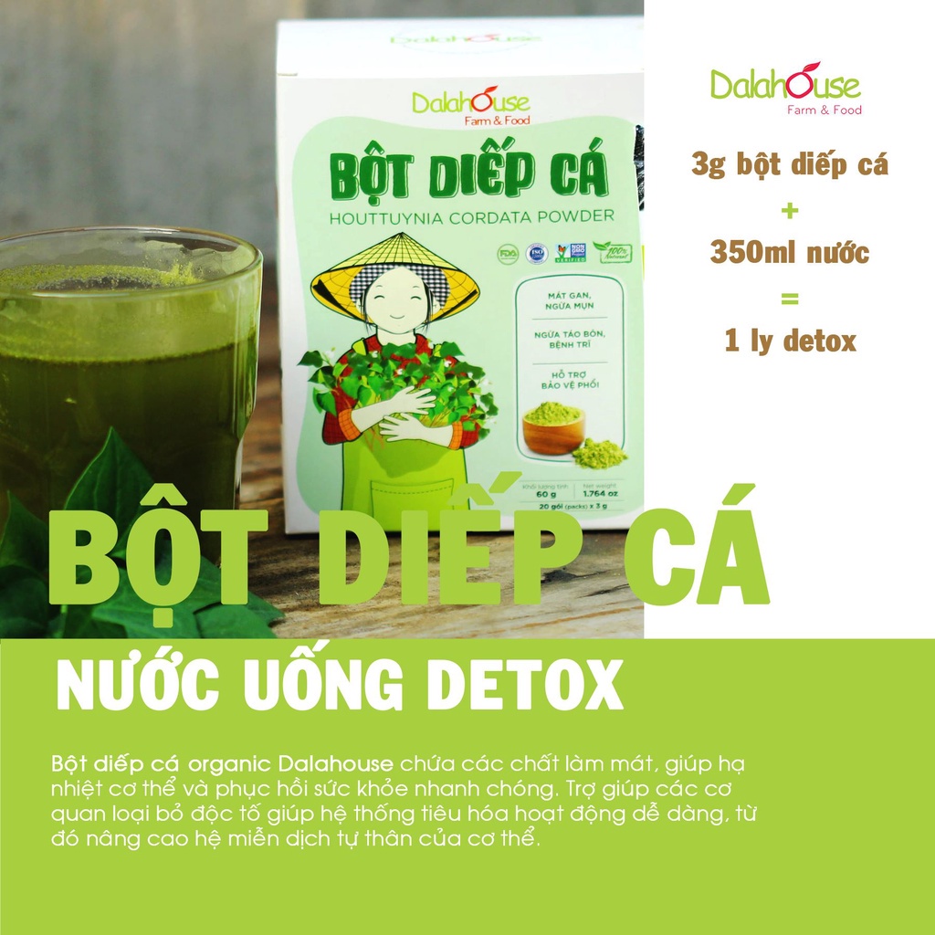 Bột rau diếp cá organic Dalahouse, công nghệ sấy lạnh đạt tiêu chuẩn Châu Âu