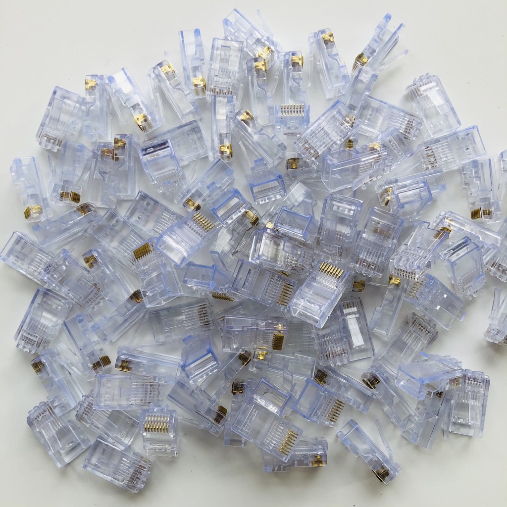 Hạt Mạng AMP RJ45 / Hộp 100 Chiếc (Hàng loại tốt chân đồng to dầy độ bền cực cao)