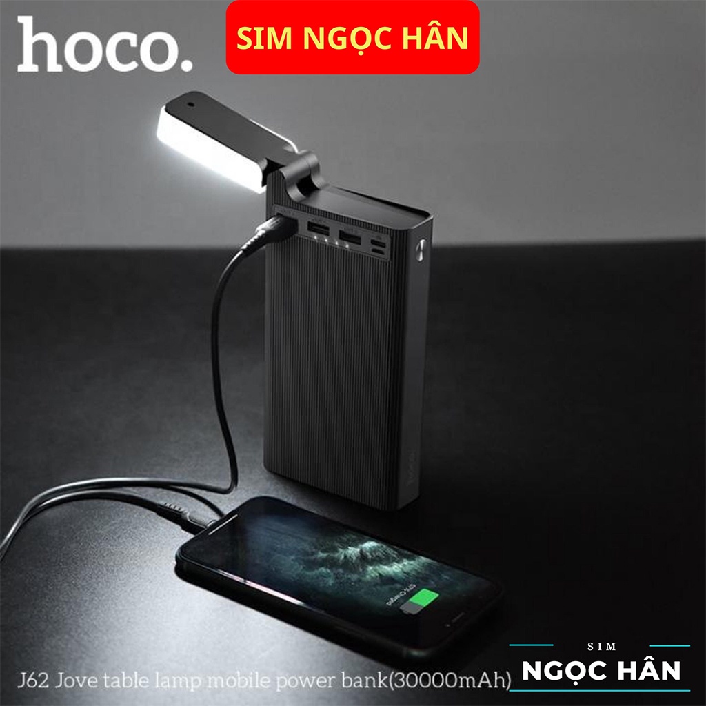 Pin sạc dự phòng Hoco J60/J62 30000mah 4 Cổng USB 2.0A - Tích Hợp Đèn Pin Sạc Nhanh 18w Sạc Cùng Lúc Nhiều Thiết Bị