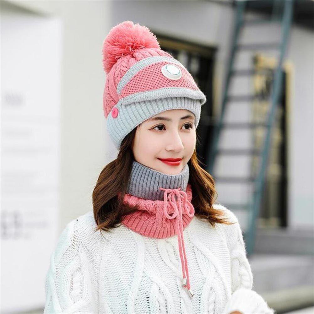 HS Set 3 Mũ beanie Kèm Khăn Choàng Cổ Thời Trang Cho Nam Nữ