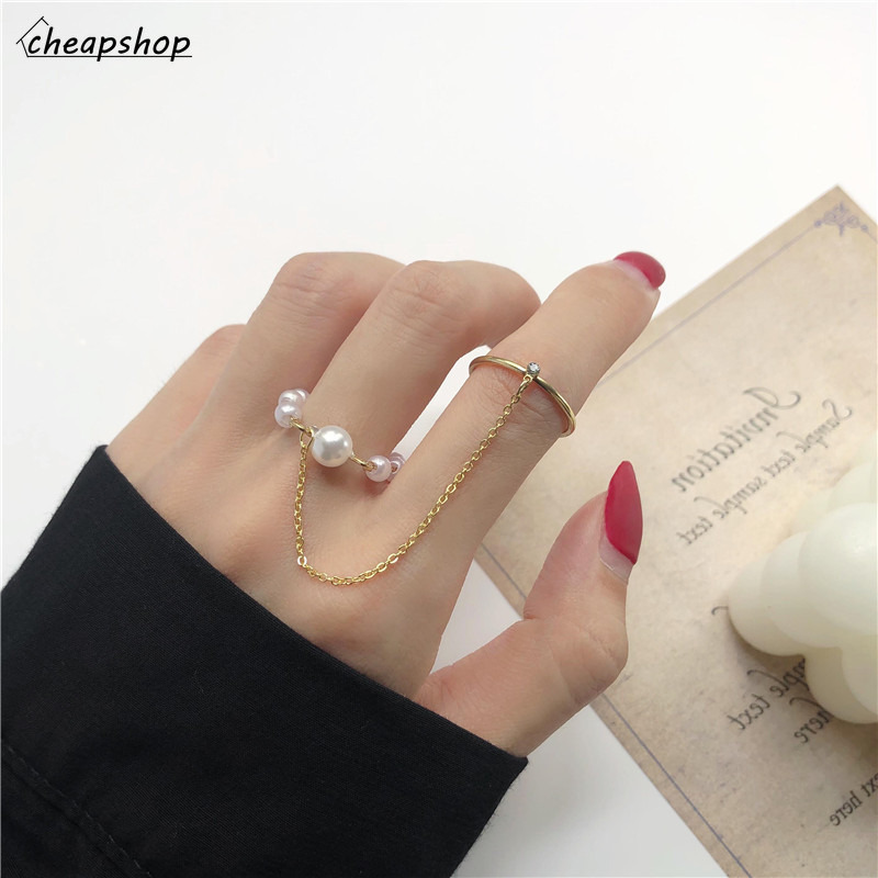 iF YOU Bộ Nhẫn Mạ Vàng Đính Ngọc Trai Giả Lung Linh Sang Trọng Cho Phái Nữ