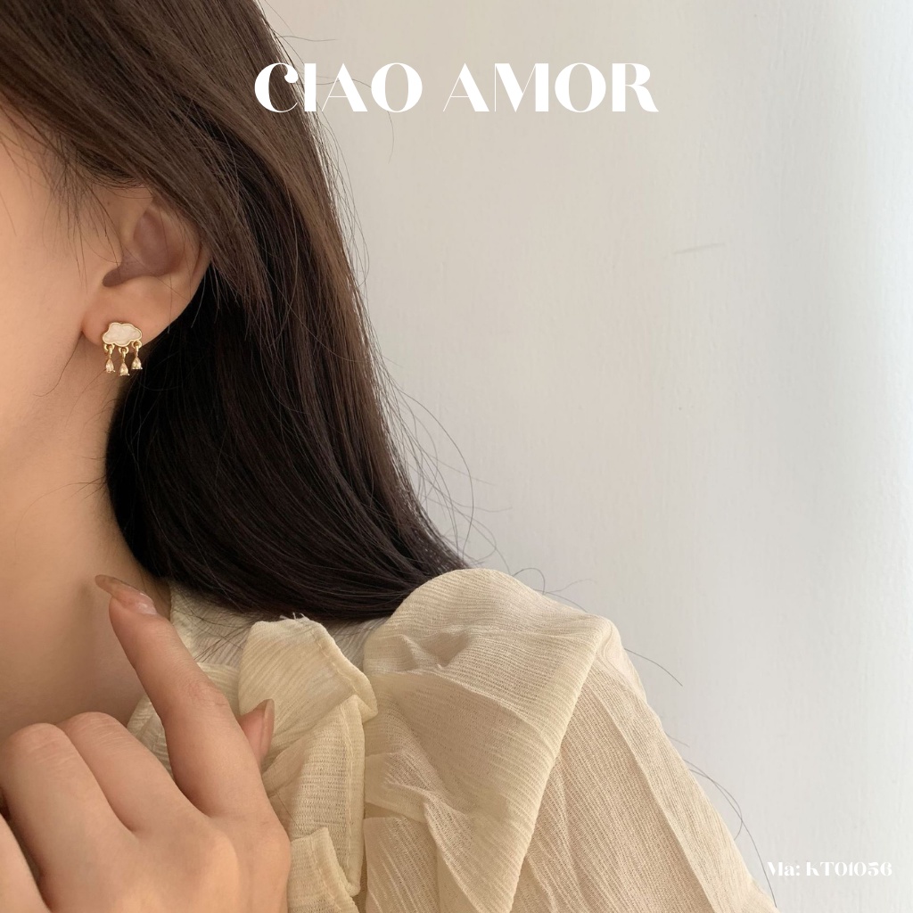 Khuyên tai nữ, Bông tai ngắn dễ thương đám mây mưa Trang sức Ciao Amor - KT0156