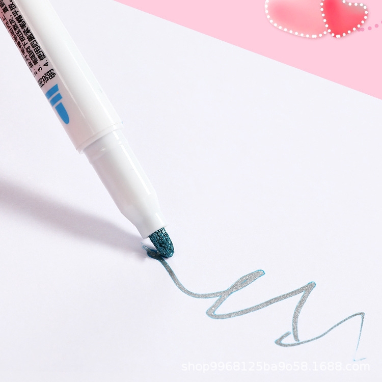 Set 8 Bút Đánh Dấu Hai Đường Viền Màu Kẹo Ngọt Chống Nước Phong Cách Hàn Quốc Dễ Thương Dành Cho Học Sinh / Văn Phòng