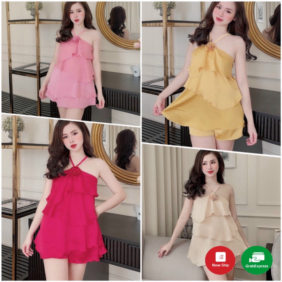 2D4 Đồ Bộ Ngủ Lụa 2 Dây Nơ Tiểu Thư - Lụa Latin #Đồ Ngủ | Đồ Bộ Nữ | Váy Ngủ | Pizama | Pyjama .-. .