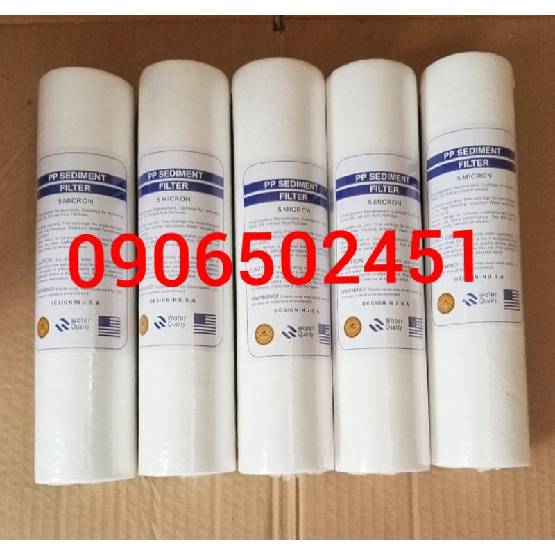 (ẢNH THẬT) COMBO 5 Lõi lọc nước số 1 PPf 10 Inch chuẩn dùng cho máy ro và bộ lọc thô