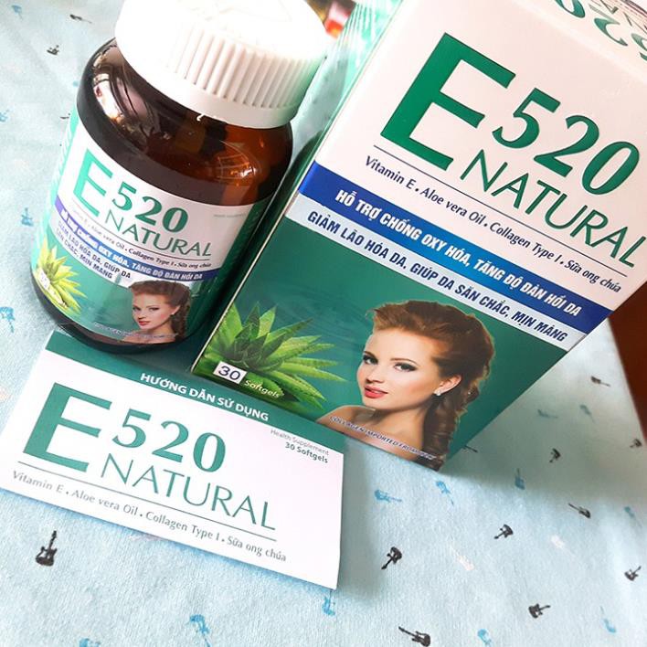 Viên uống Vitamin E 520 Natural hỗ trợ chống Oxy hóa, làm đẹp da hộp 30 viên | BigBuy360 - bigbuy360.vn