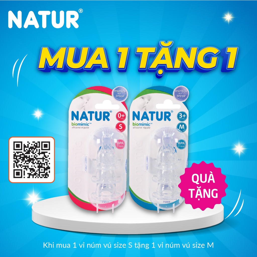 Núm vú Natur Biomimic nhiều tia size S (vĩ 3 cái) mua 01 vĩ size S tặng 1 vĩ size M