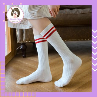 Tất cổ cao kẻ sọc Vintage phong cách Hàn Quốc