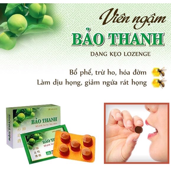 [Mã FGRVSW] Viên Ngậm Ho_Kẹo Ho Bảo Thanh Bổ Phế Trừ Ho Hoá Đờm Hôp 20 Vỉ (Vỉ 5 viên)