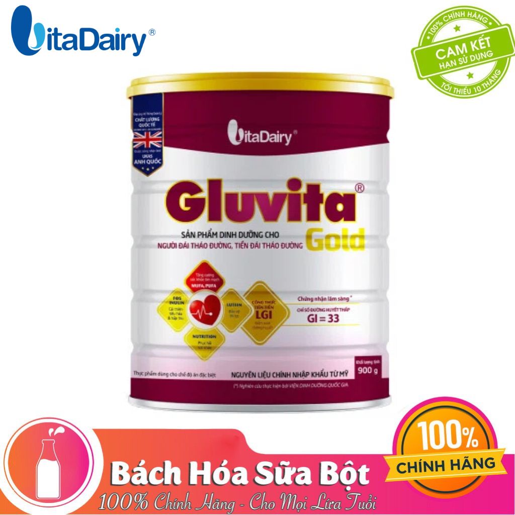 [Quét mã - Tích điểm đổi quà] Sữa bột Gluvita Gold – Dinh dưỡng dành cho người bệnh ĐÁI THÁO ĐƯỜNG 900G