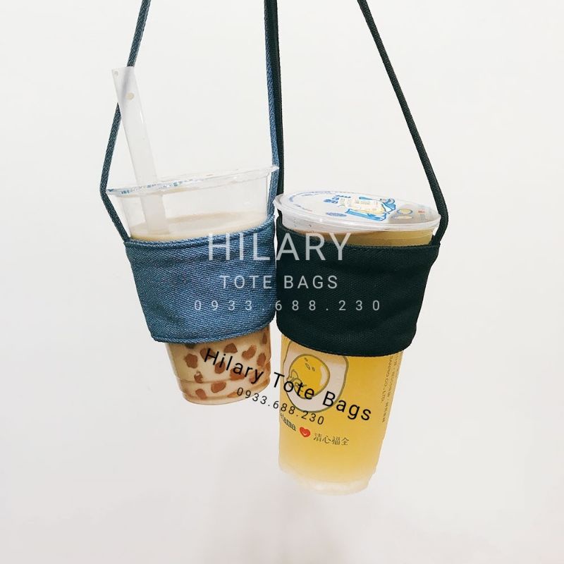 Túi Quai Vải Jean Đựng Ly Bình Nước Ly Trà Sữa
