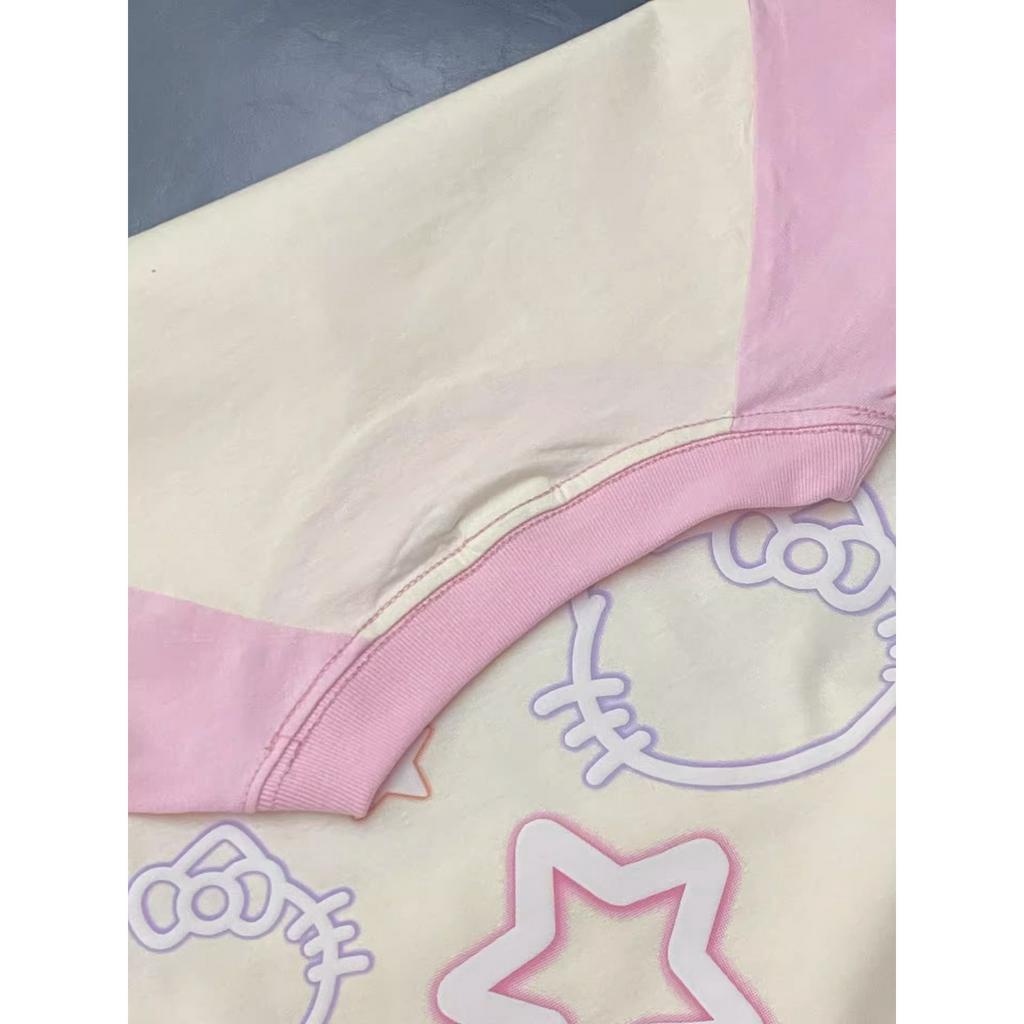 Ethelgirl Áo Thun unisex Dáng Rộng Tay Cộc In Họa Tiết Mèo Thời Trang Hàn Quốc