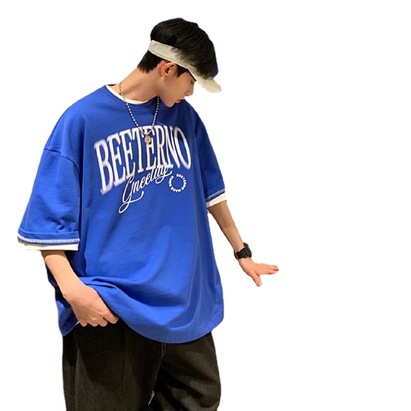 Áo Thun Tay Ngắn Dáng Rộng In Chữ Phong Cách Hip Hop Hàn Quốc Thời Trang Mùa Hè Cho Nam Size M-8XL
