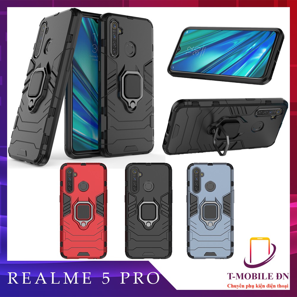 Ốp lưng Realme 5 Pro Q,🔥 Ốp iron man chống sốc kèm nhẫn iring chống xem video bảo vệ camera cho Realme Q 5 Pro