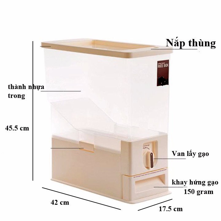 Thùng đựng gạo thông minh Tashuan TS3626B 10kg - vật dụng nhà bếp tiện lợi