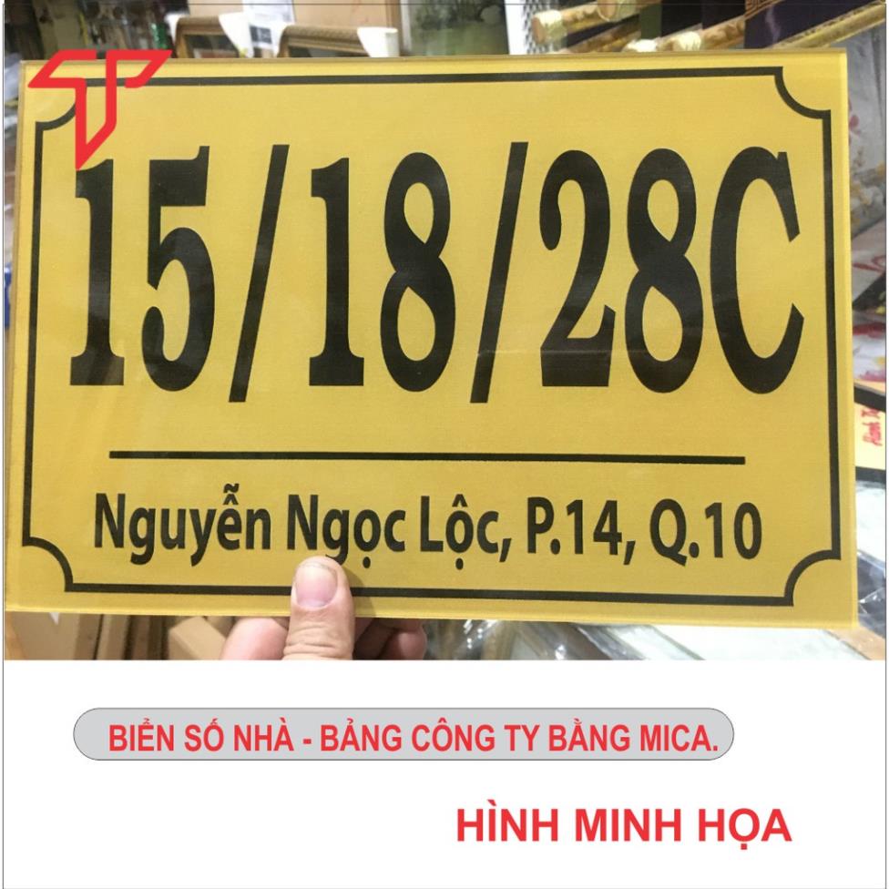 Biển số nhà, bảng phòng ban, bãng công ty, biển phòng chức năng bằng mica, thiết kế yêu cầu