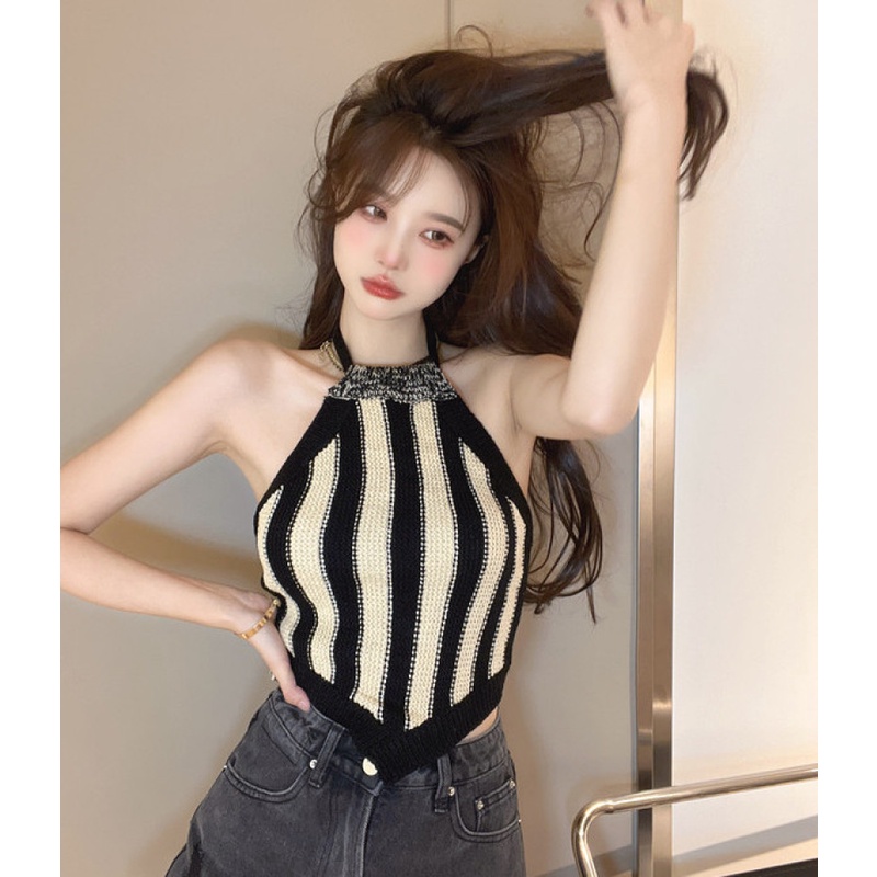 Áo Hai Dây Dệt Kim Thời Trang Mùa Thu Quyến Rũ Cho Nữ