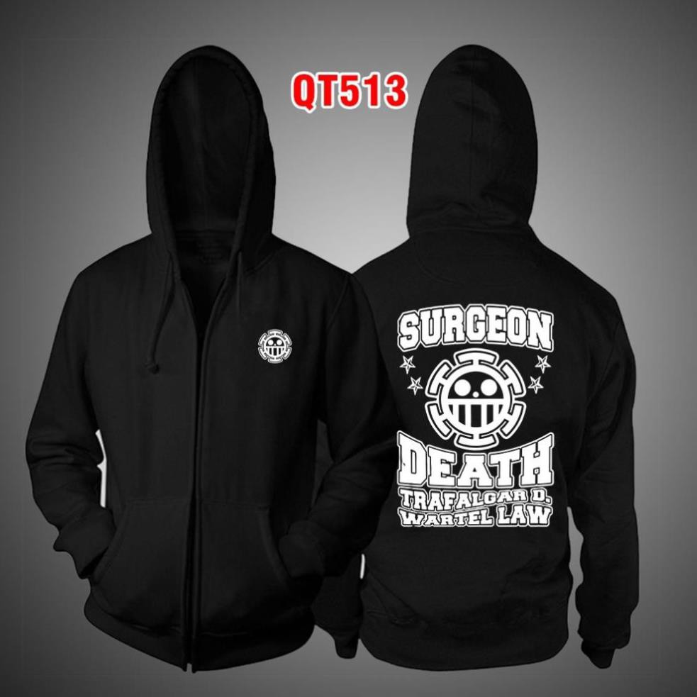 Áo khoác đen One Piece biểu tượng Law đẹp nhất rẻ chất lượng / co size trẻ em