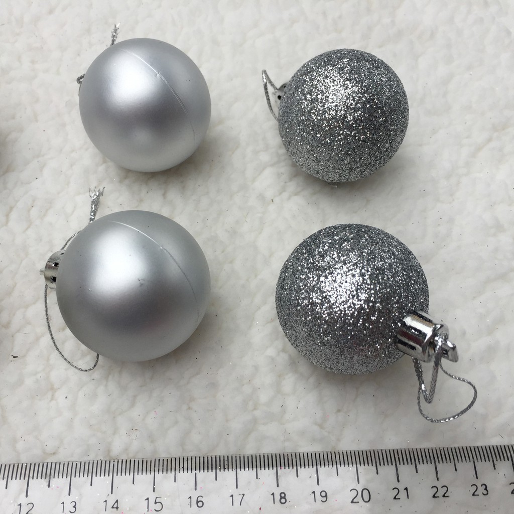 Hộp 6 quả châu 4cm treo cây thông trang trí giáng sinh