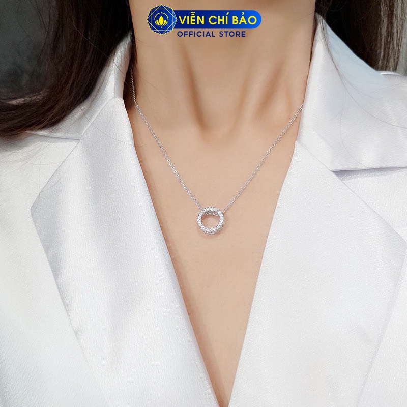 Dây chuyền bạc nữ mặt Donut đính đá chất liệu bạc 925 thời trang phụ kiện trang sức nữ Viễn Chí Bảo D400478