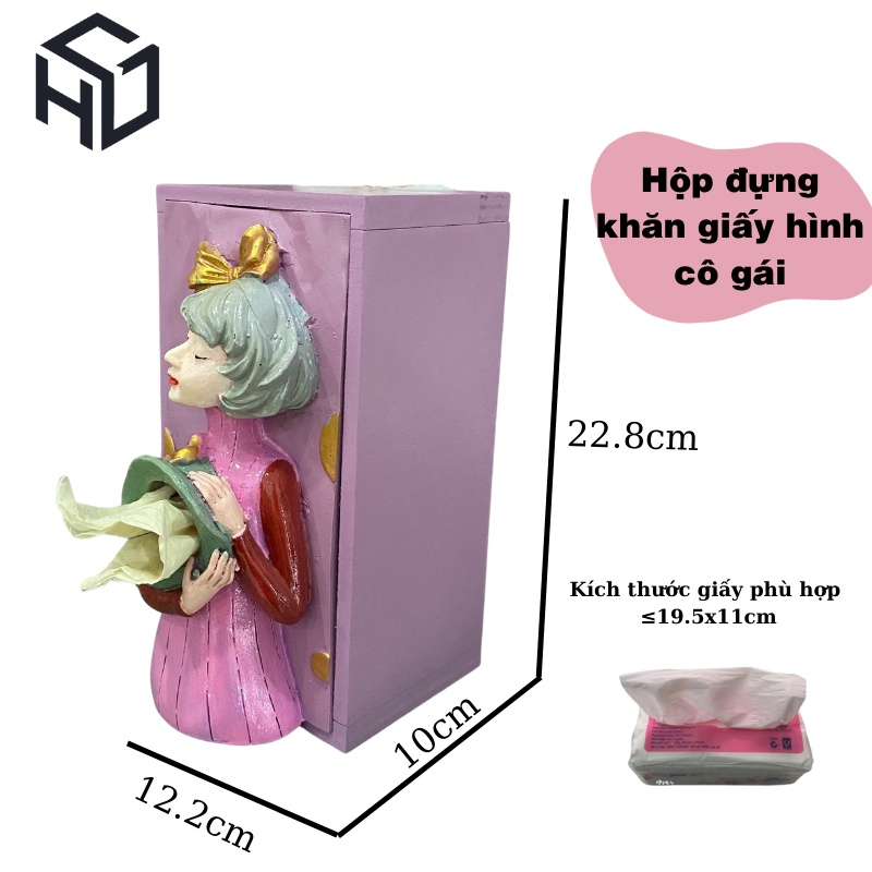 Tượng rút giấy decor quán ăn hình CÔ GÁI
