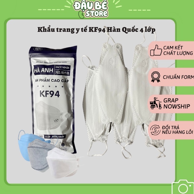 Khẩu Trang Y Tế 4 Lớp Kf94 Cao Cấp Thương Hiệu Face Mask 4D Kháng Khuẩn Và Chống Bụi Mịn - Daube - Kt001