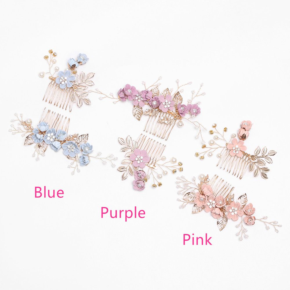 Lược cài tóc hình hoa lá lãng mạn sang trọng cho cô dâu