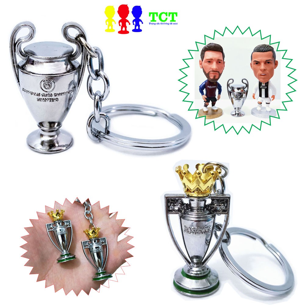 [ LOẠI CAO CẤP ]Móc chìa khóa kim loại đặc cup mini trang trí tượng cầu thủ