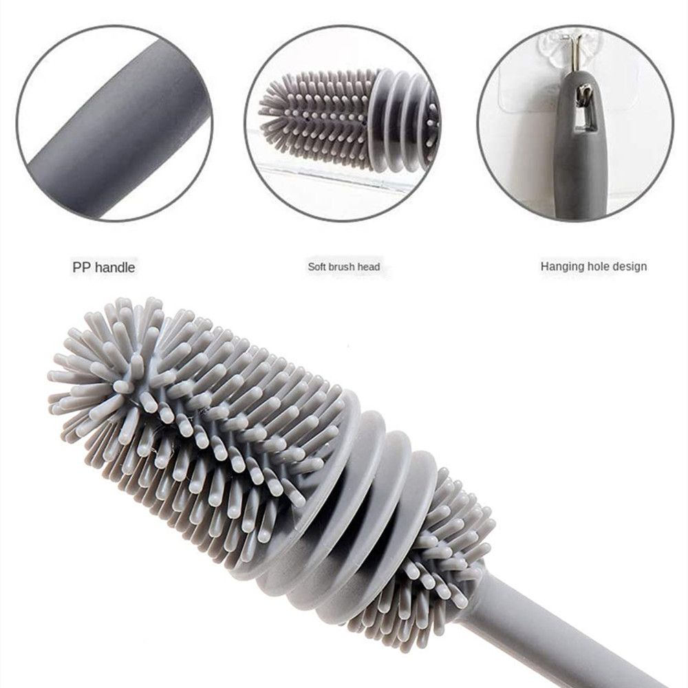 Dụng cụ chà làm sạch cốc thủy tinh bằng silicon với tay cầm dài đa chức năng sử dụng an toàn dành cho nhà bếp