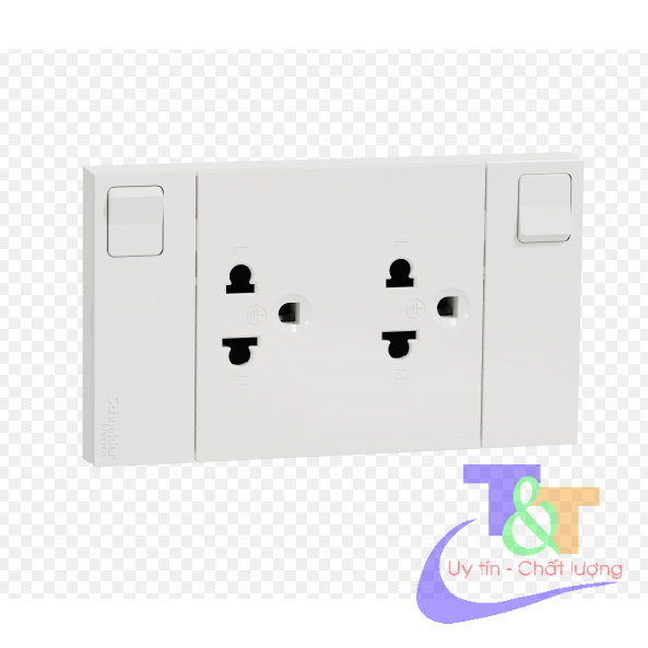Bộ Ổ Cắm Đôi 3 Chấu 16A Có Công Tắc M3T-SIS-WE AvatarON