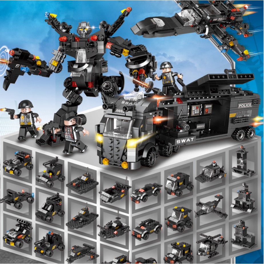 Bộ Đồ Chơi Lắp Ráp Xếp Hình LEGO Xe Cảnh Sát, Máy Bay Chiến Đấu, RoBot Biến  Hình - Đồ chơi lắp ráp