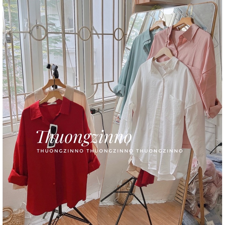 [Ảnh thật/Video]Áo sơ mi đũi Nàng thơ Áo sơ mi khoác ngoài